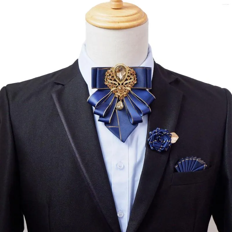 Men s Wedding Bow Tie Set Bowties Tie Brooch 3Pcs Banquet Dress Shirt Collar Corsage Luxury Jewelry