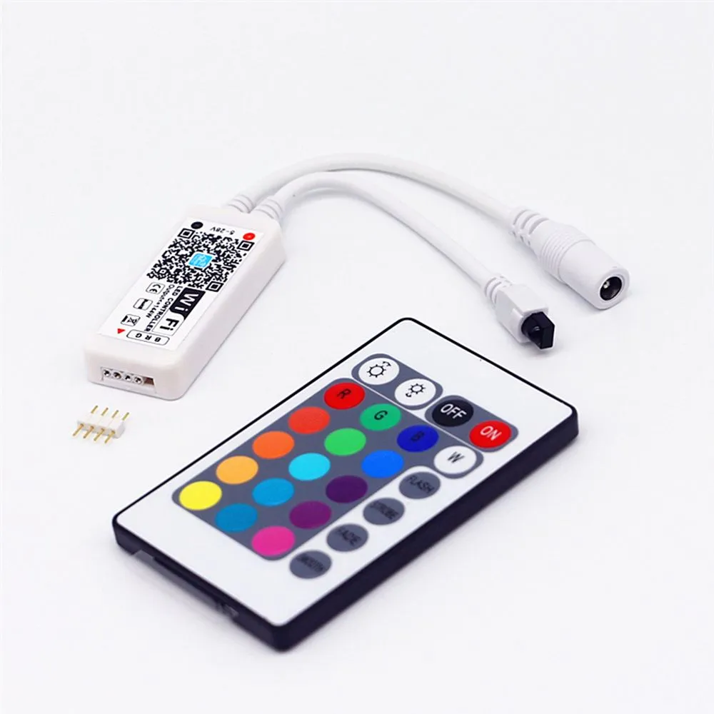 WiFi Mini RGB RGBW LED Controller DC12V With 24Key IR / 21Key RF Remote Control For RGB LED Strip Smart Phone APP Control