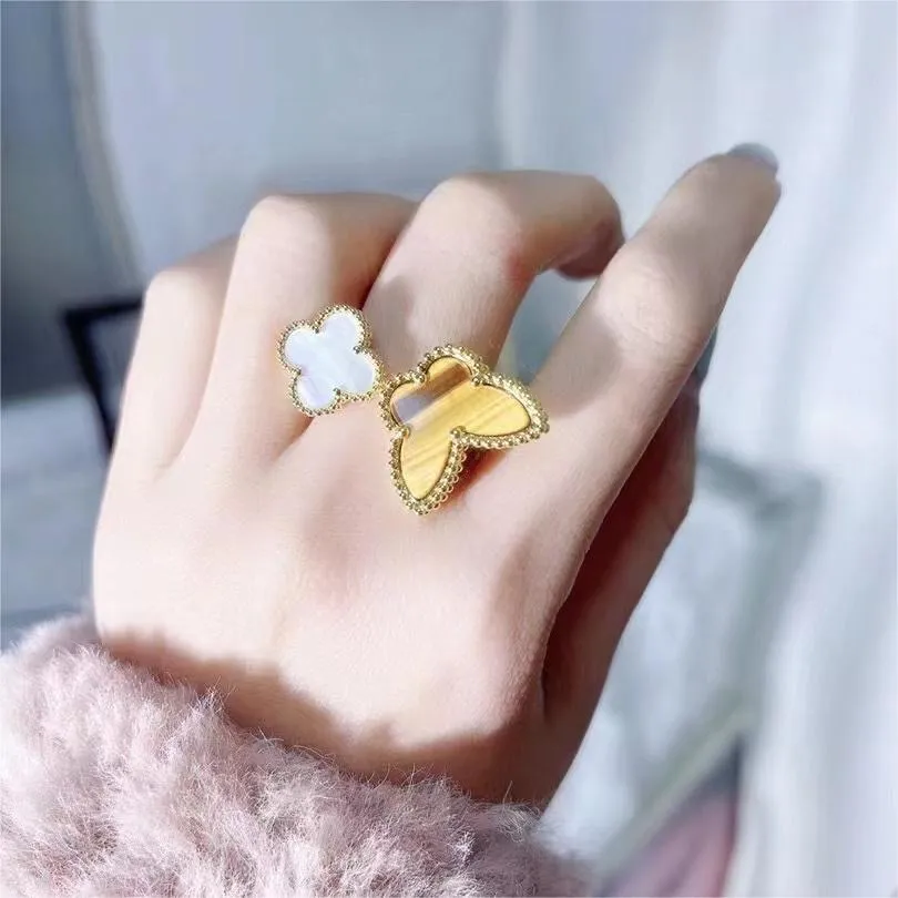 Mode amour mélilot papillon concepteur bande anneaux pour femmes nacre mignon charme élégant anneau de mariage bijoux cadeau