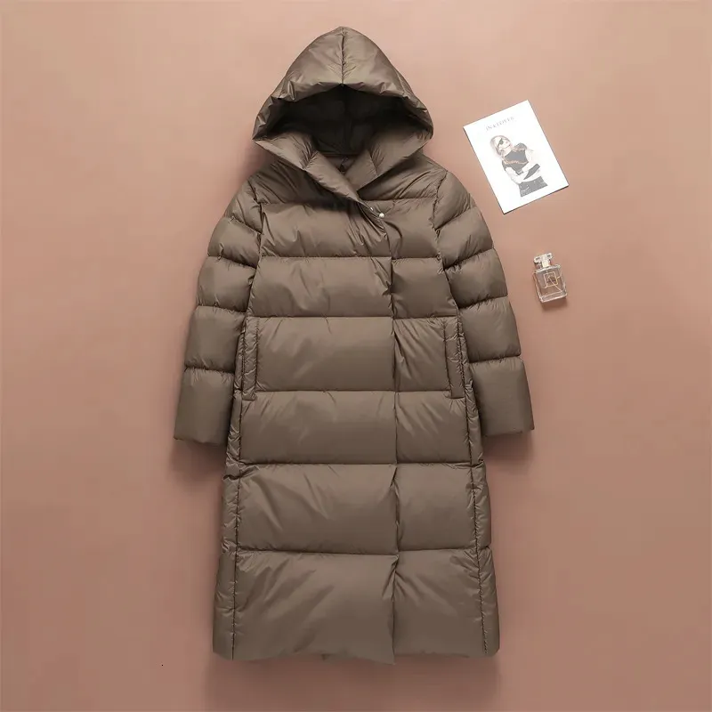 Long Parka Jacket Womens Ultra Light Winter Coat With Hood, Warm
