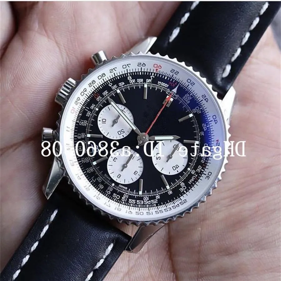 Strap Top Uhr NAVITIMER Leder 3A Herrenuhren Hochwertige Sport Japen VK Quarz Chronograph Mode Armbanduhr Uhren für h235U