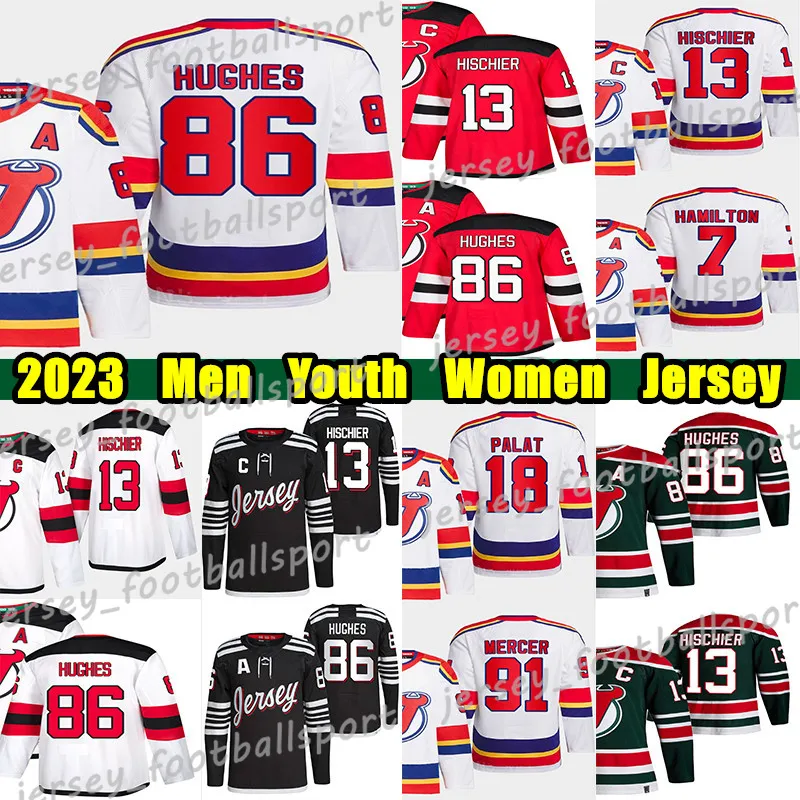 86 Jack Hughes Reverse Retro Hockey Jersey 43 Luke Hughes Jesper