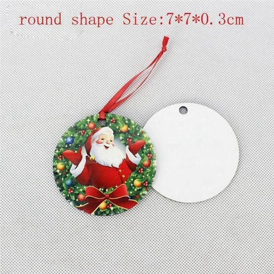 Sublimation Christmas Ornaments MDF Blank Round Square Snow Shape Decorations MDF Hot Transfer Printing Blank Coaster Multi-styles