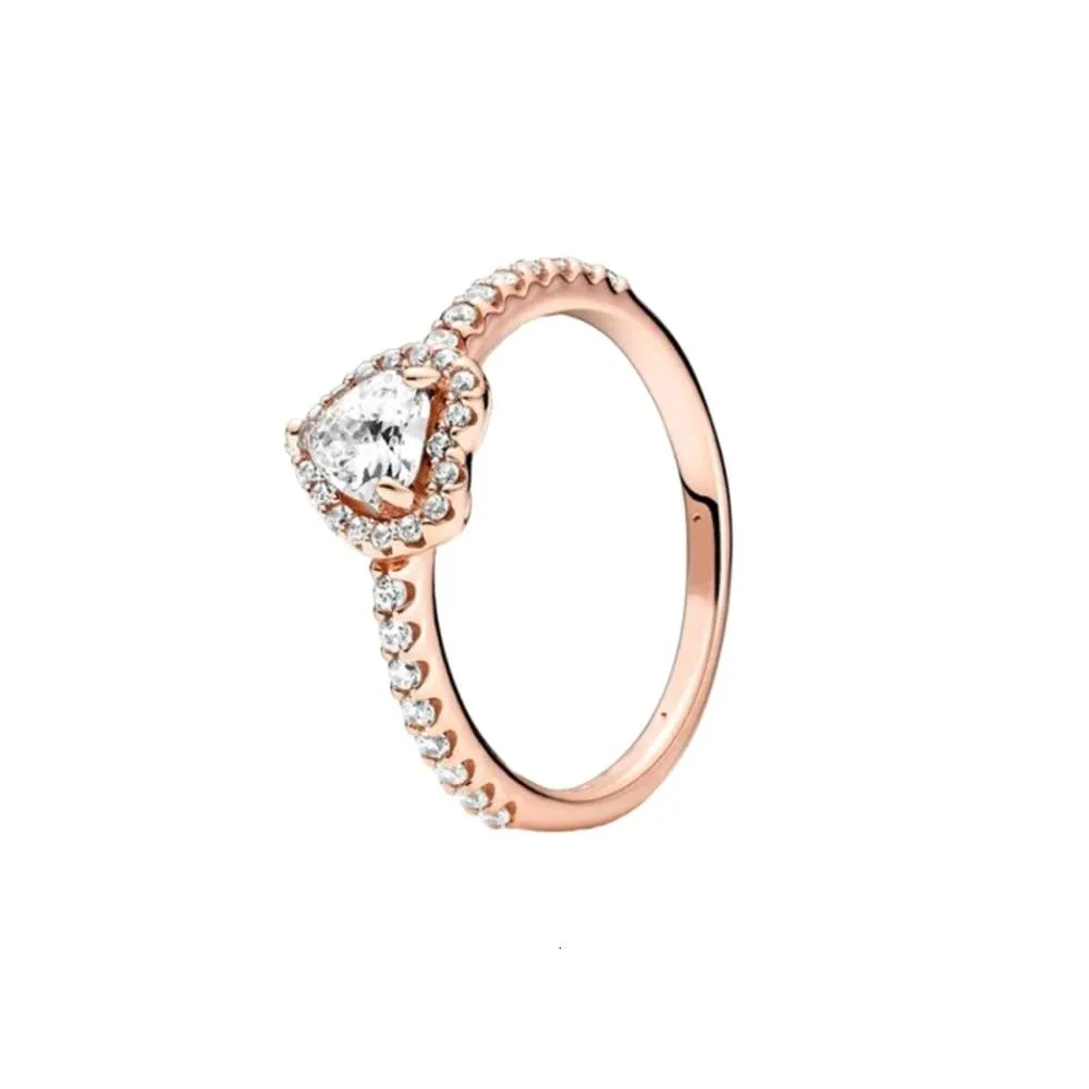 Ring Designer Dames Pandorara Originele Kwaliteit Zilver 925 Dames Fit Ring Origineel Hart Kroon Mode Ringen Stralend Tweekleurig Glijden Stralend Rood Hart