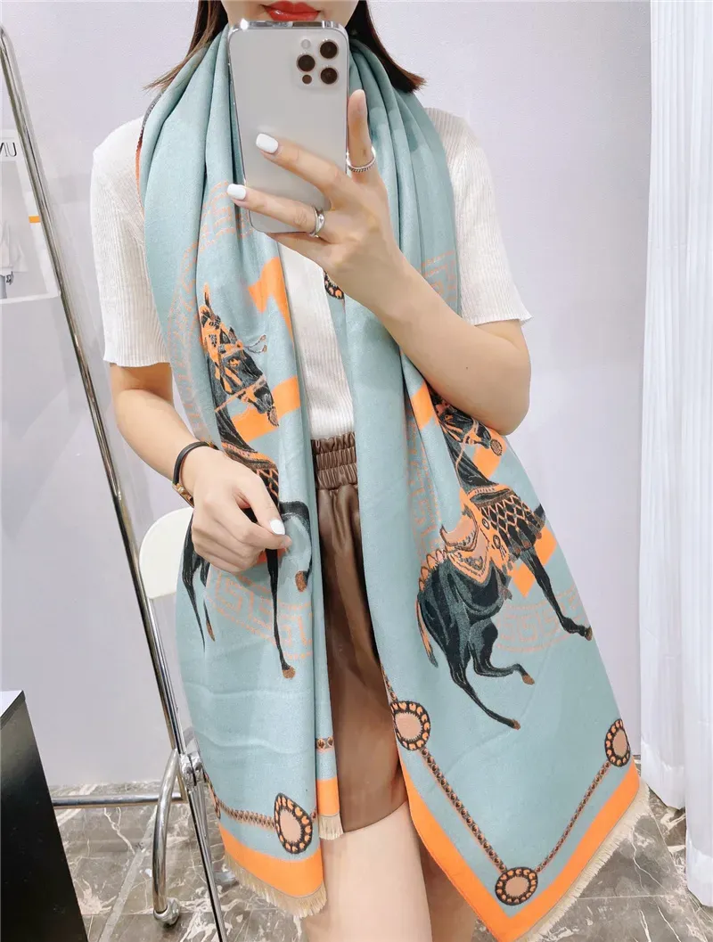 Cachemire soie mode chaud hiver écharpe 180 65 cm marque lettre impression concepteur femme foulards