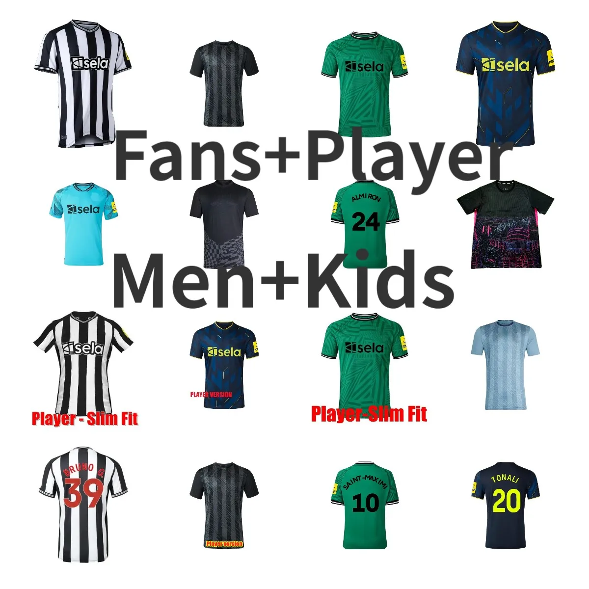 23 24 Newcastl E Soccer Jersey Wood Nufc Bruno G. Wilson Shelvey Almiron 130H 2023 2024 Away Black Trippier Football Shirt Saint-Maximin Men Kit Kids Equipment