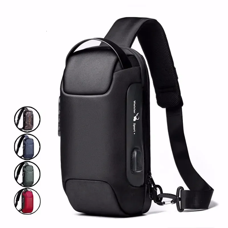 Sac à dos Hommes Sling Sac à dos Sac à dos Sac à bandoulière avec port de charge USB Anti-vol Voyage Mâle Moto Rider Side Sacs à bandoulière 230927