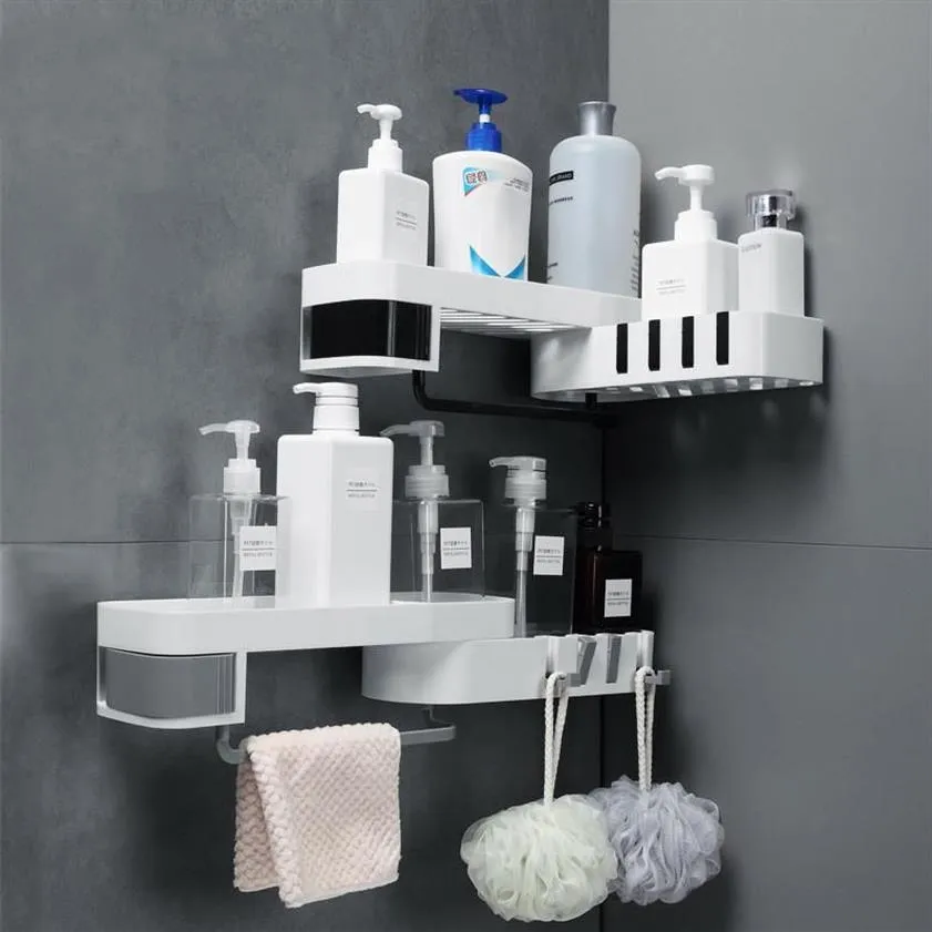 Ecke Dusche Regal Kreative Nahtlose Rotierenden Stativ Hause Wand-montage Lagerung Rack Multifunktions Badezimmer Zubehör Sets Kitchen219A