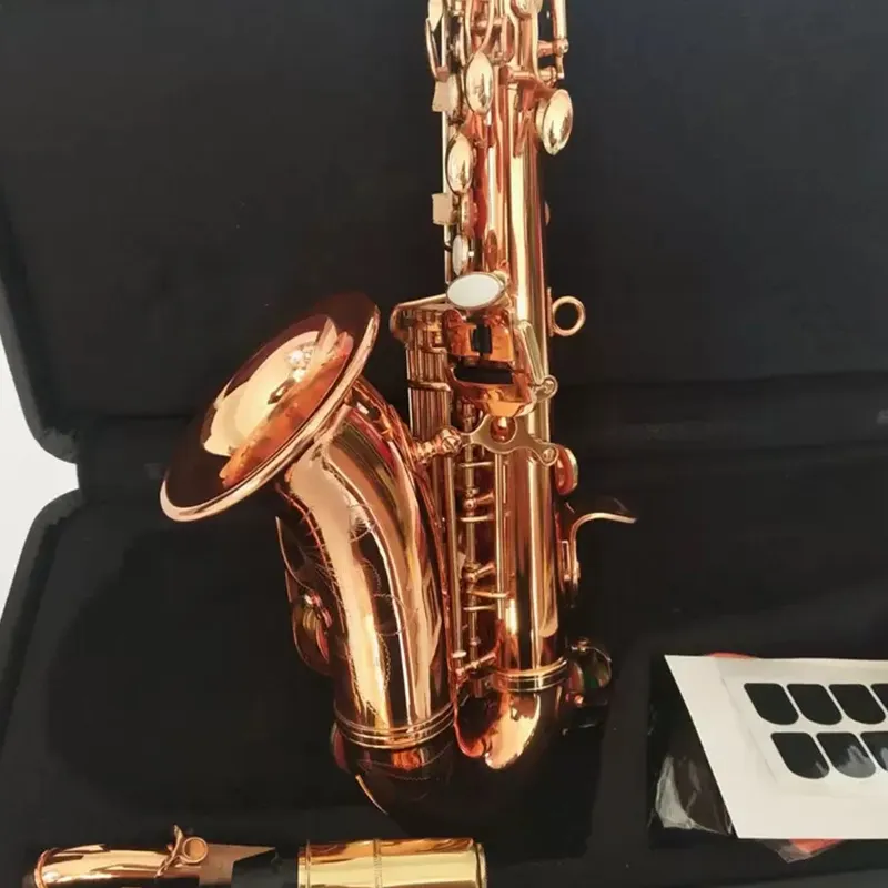 Professional Curved Soprano Saxophone - B-Flat Bb, Gold Plated Brass, B ...