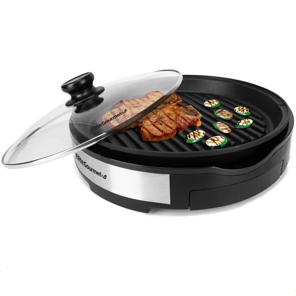 Programmable Deluxe Indoor Grill With Tempered Glass Lid Electric Kitchen Oven Stainless Steel Cooking Appliances Home