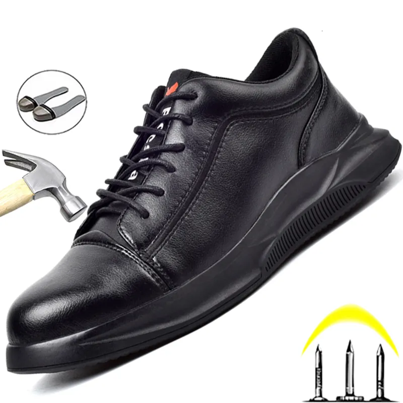 Chaussures habillées en cuir sécurité hommes acier orteil anti-écrasement anti-crevaison travail imperméable anti-échaudage industriel 230926