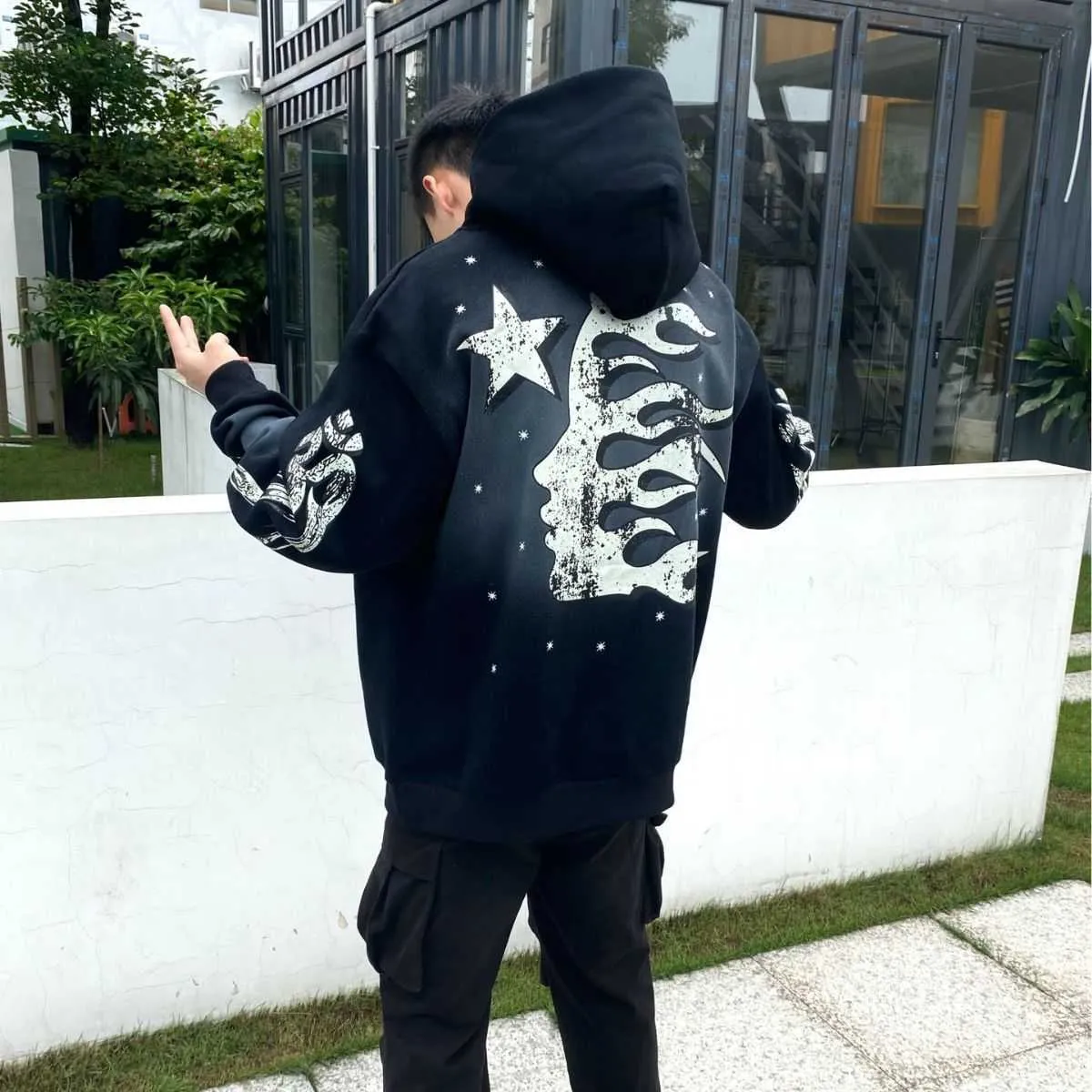Mens Hoodies Hellstar American West Coast Street Graffiti Hip Hop