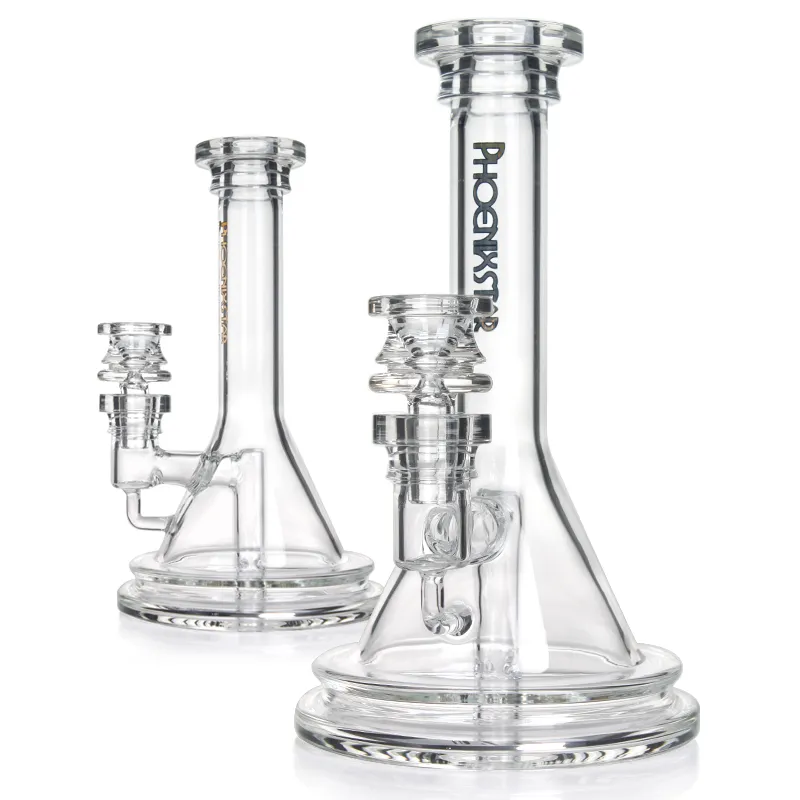 Phoenix Glass Bong Oil Rig Arcline Upright Bongs 8 inches Handy Glass Bong Water Pipe Glass Recycler Dab Rig Smoking Pipes