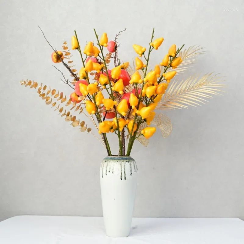 Party Decoration Artificial Persimmon Fruit Golden Branch For Home Decor Dining Table Vase Ornament Christmas Tree Accessories