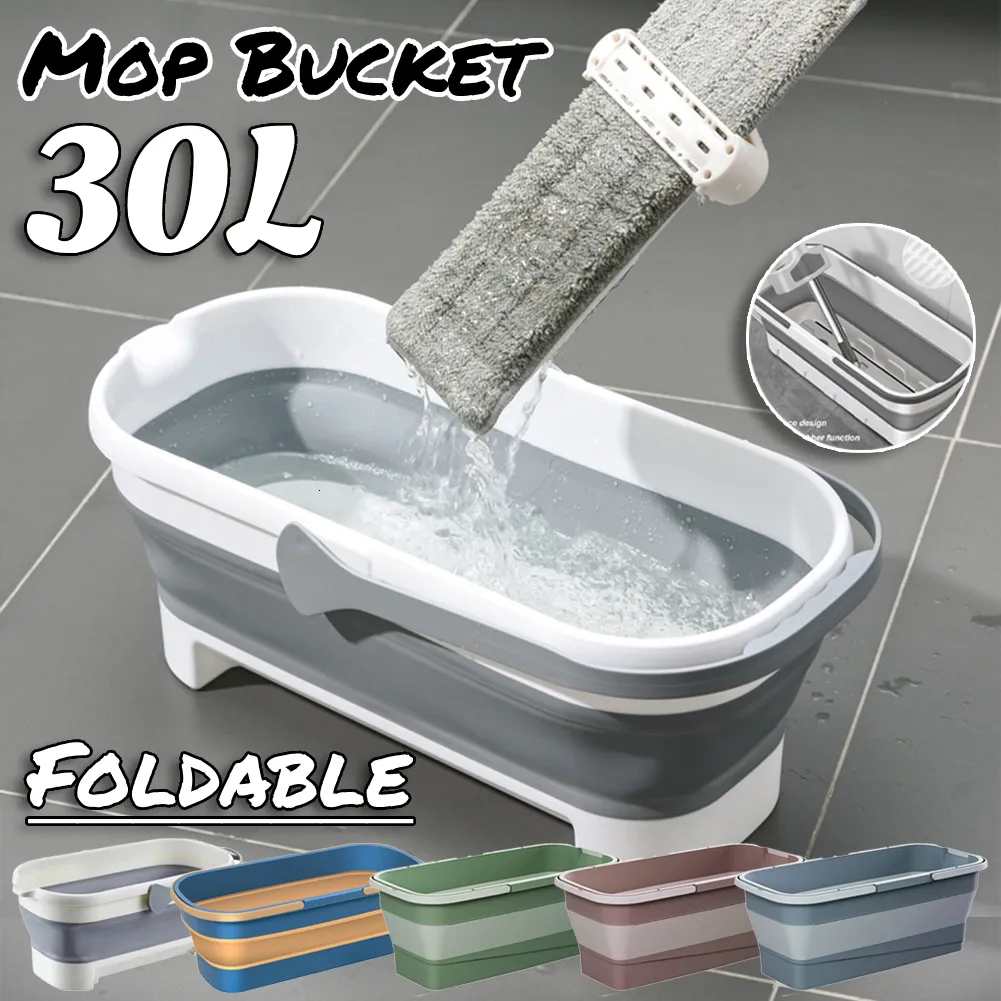 Baldes Balde de esfregão dobrável retangular com alça Bacia de lavagem de grande capacidade Dobrável SpaceSavingBucket para viagens de acampamento em casa 230926