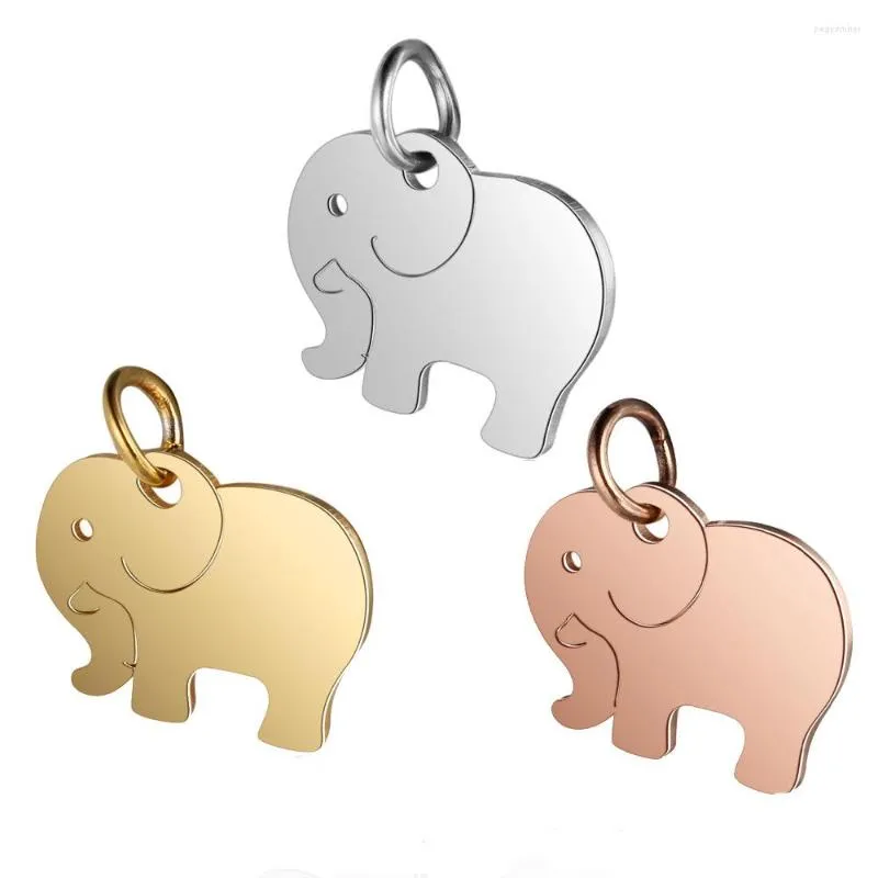 Colares pingentes diy elefante de aço inoxidável para colar jóias fazendo acessórios 5 pçs/lote