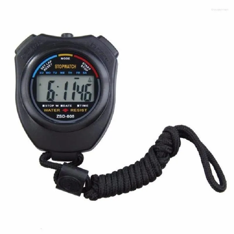 Wristwatches Professional Handheld Lcd Chronograph Sports Stopwatch Timer Kitchen Timers Classic Digital Stop Watch With String 2023