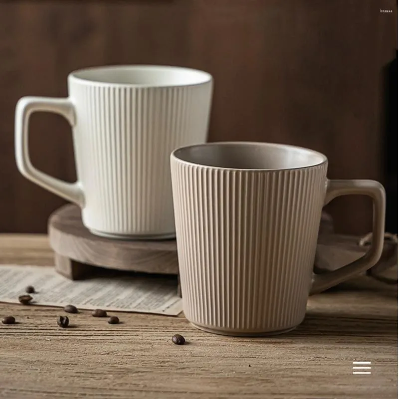 Cafeteras Taza en relieve de estilo retro japonés Taza simple de sensación de clase alta Uso en el hogar Agua de gran capacidad