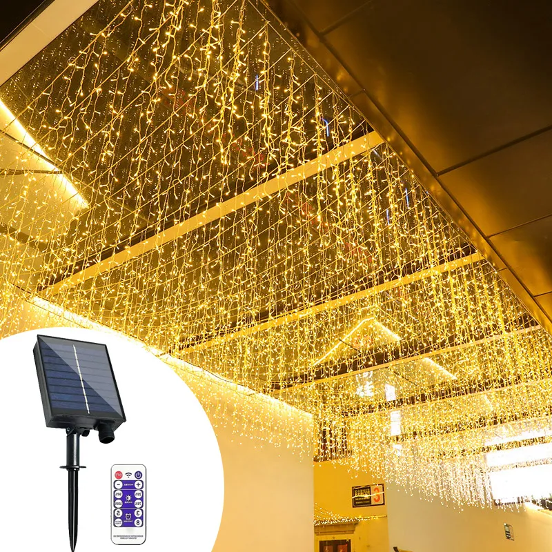 300 LED LED Solar Icicle Lights 8 أوضاع مضادة للماء شمسية تعمل بأضواء السلسلة