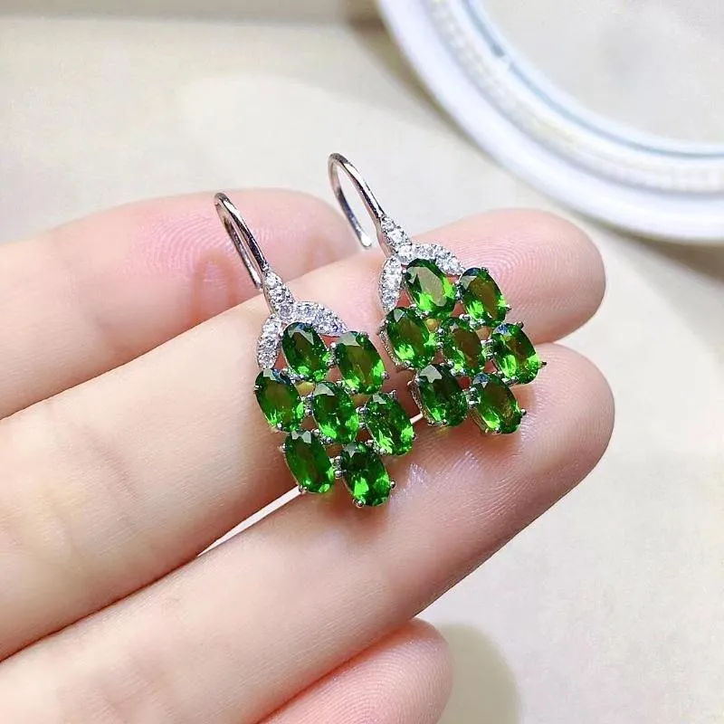 Dangle Earrings Luxury Sterling Silver Gemstone Drop For Party 14 Pieces 3mm 5mm Natural Diopside Gift Woman