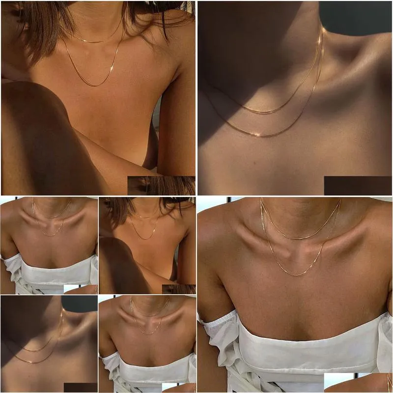Thin gold chain choker necklace deals