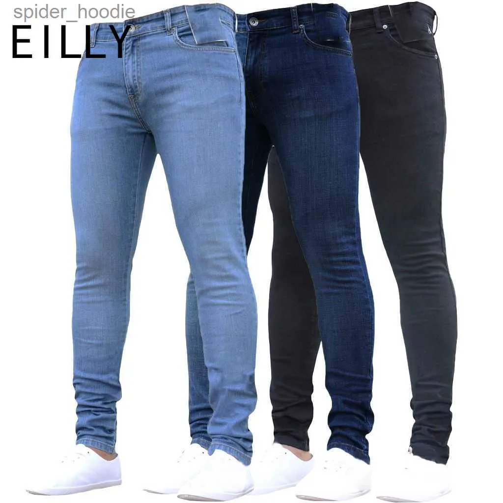 Men's Jeans Simple homme Jeans couleur unie décontracté homme Jean pantalon saisons printemps automne maigre taille haute hommes pantalon travail Jeans pour homme L230927