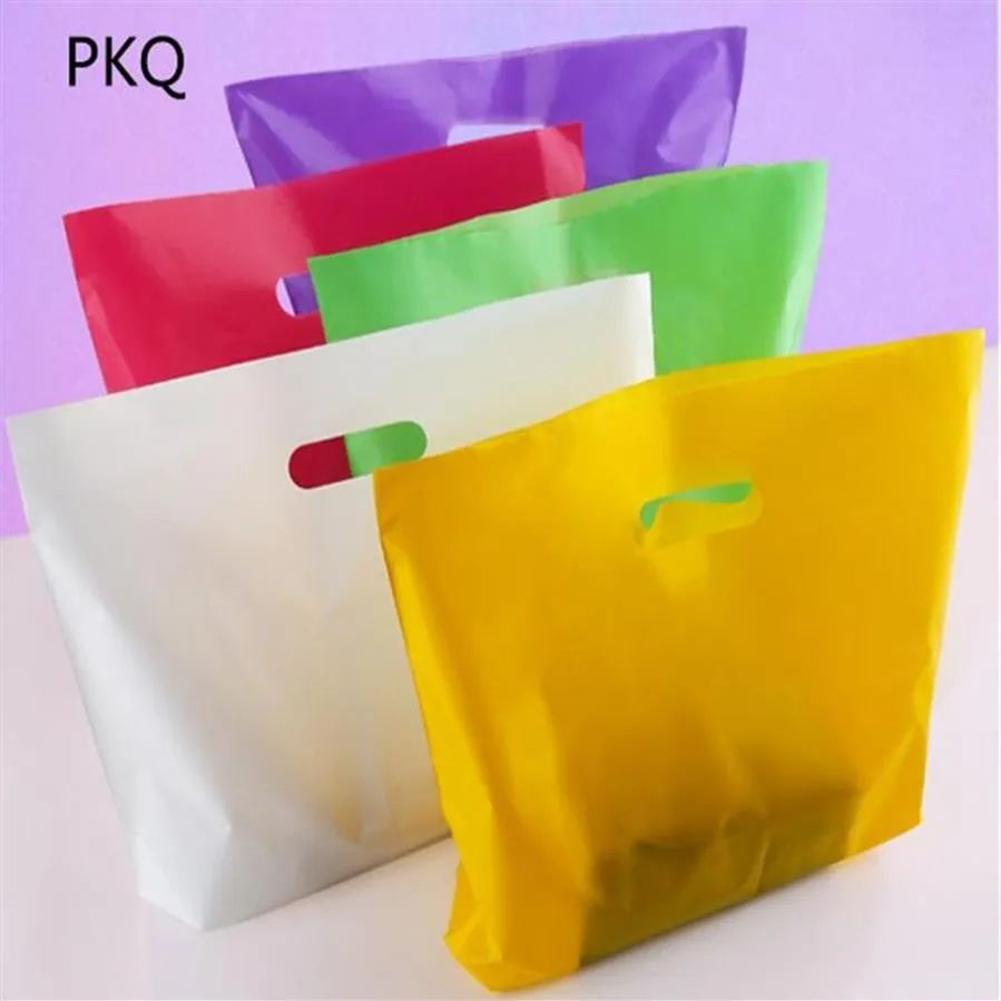 10st Kleine grote plastic zakken met handvat op maat gemaakte geschenkzakjes Plastic Winkelen met Handvat promotie Verpakking Bag242F