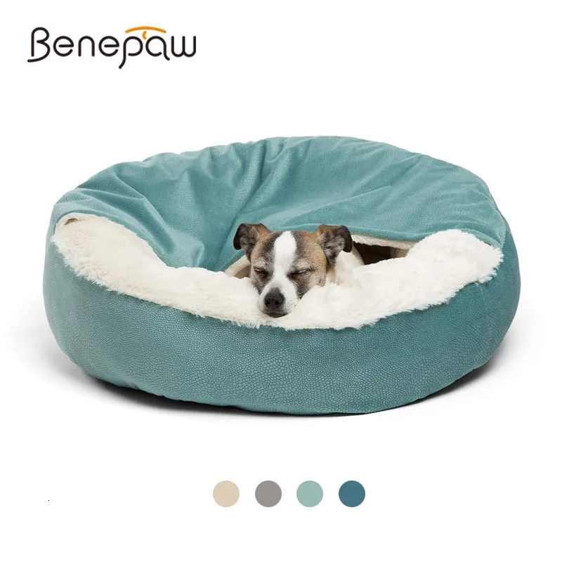 Cucce per canili Benepaw Letto per cani ortopedico con coperta con cappuccio Inverno caldo impermeabile resistente allo sporco Cat Puppy House Cuddler Lavabile in lavatrice 230926