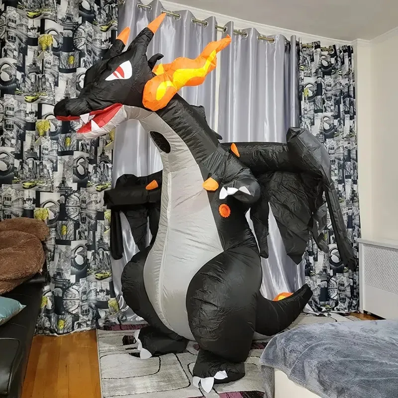 Costume gonflable de dinosaure avec Double ventilateur, Costumes de Cosplay de fête d'Halloween, déguisement de fête pour Halloween, pâques, noël