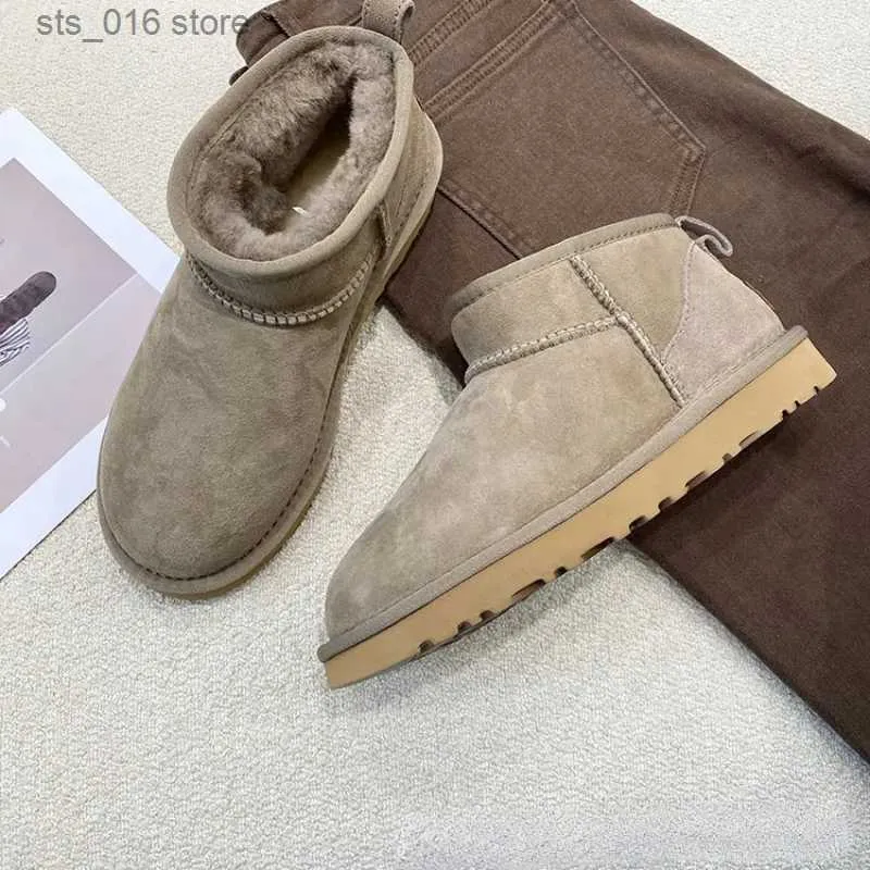 Boots 2023 Winter Boots Fur Ladies Snow Boots Real Sheepskin Wool Low-cut Warm Fur Shoes Man Women Winter Short Boots Super Mini 2023 T230928