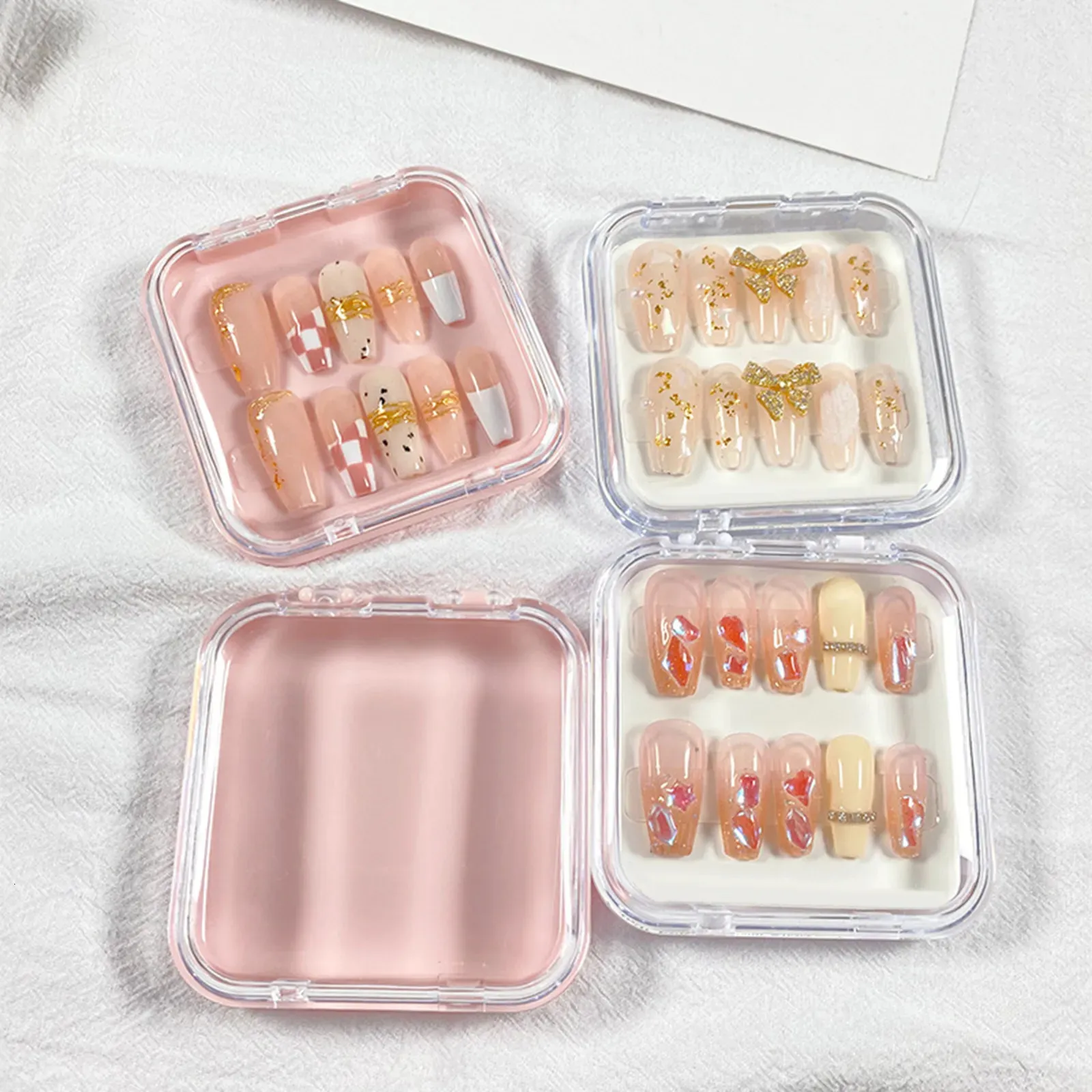 False Nails 10 Pieces Press On Nail Storage Box 3x3Im Acrylic Nail Packing Box For Home Use Nail Salon Nail Display Case 230927