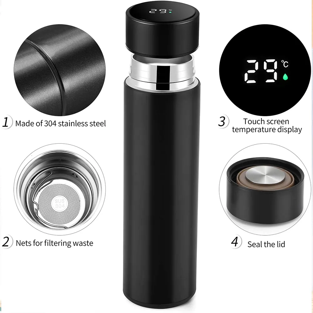 Mugs 500ml Smart Digital Insulation Cup Stylish Thermos Water Bottle Touch Display Temperature Stainless Steel Thermoses Coffee Mug 230927