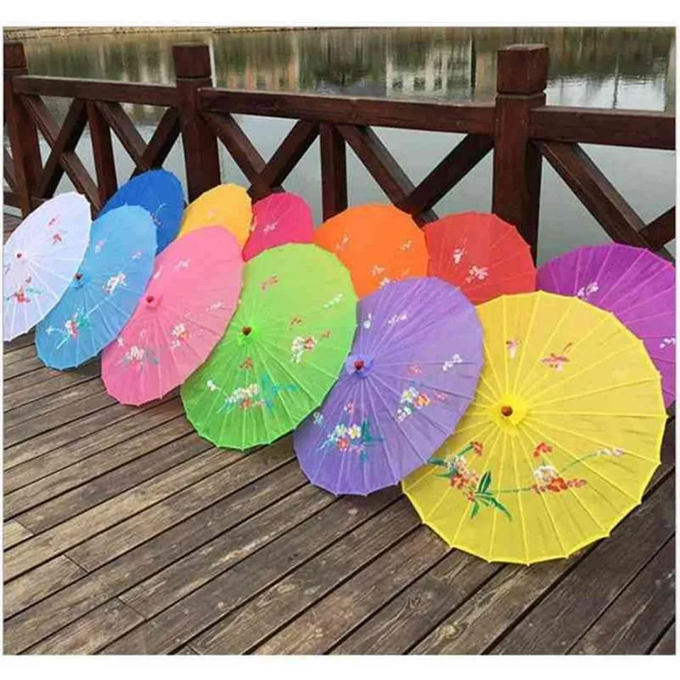 1pcs Chinese art umbrella bamboo frame silk parasol for wedding birthday party bride bridemaid hand-painted flower design 210721307x