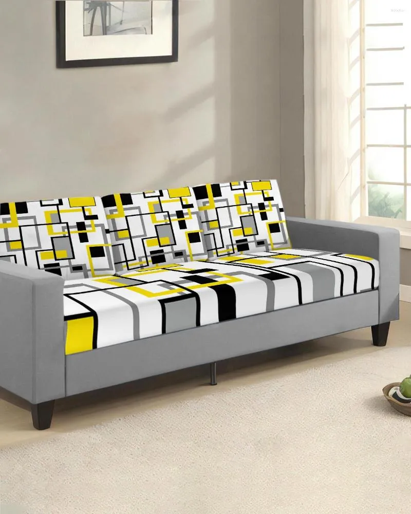 Stol täcker nordiska retro medeltida geometriska abstrakt gula säte kudde täcke soffa skydds sträcka avtagbara slipcovers