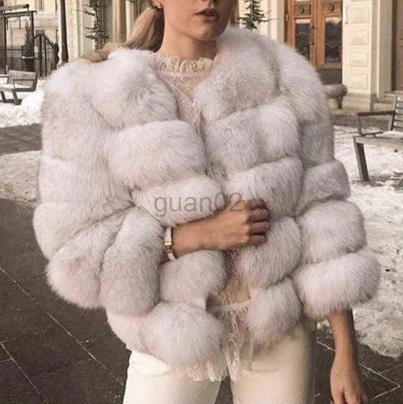 Femmes fausse fourrure manteau de luxe chaud pardessus hiver longue Seve nouvelle fausse fourrure veste moelleux en peluche manteaux 230927
