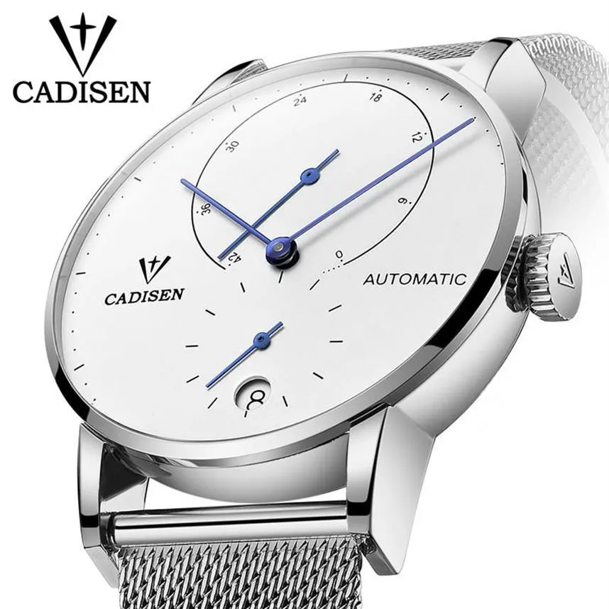 Wristwatches Fashion Men's Watches 2021 Top Brand CADISEN Automatic Watch Waterproof Calendar Mesh Strap Auto Date Mechanical240C