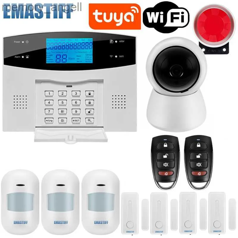 Systemy alarmowe iOS aplikacja Android Wired bezprzewodowe zabezpieczenia domu Tuya Wi -Fi PSTN GSM System alarmowy Intercom Zestaw Syrenu Syren Autodial Syren YQ230927
