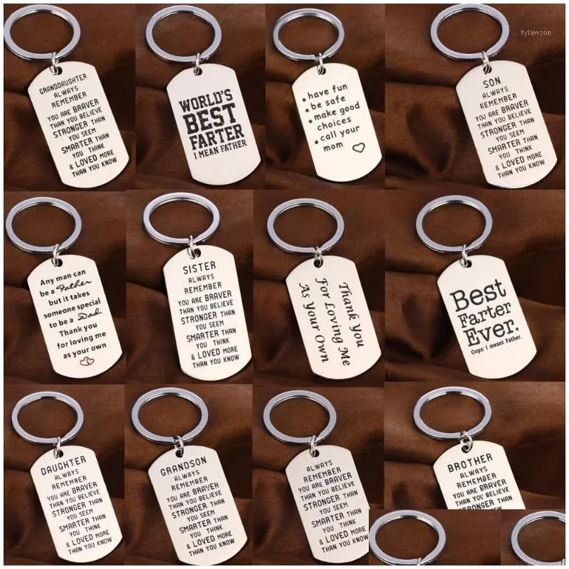 Keychains Lanyards Family Love Keychain Son Daughter Sister Brother Mom Fathers Key Chain Gifts Stainless Steel Keyring Dad Mothers Fr Dhz2X