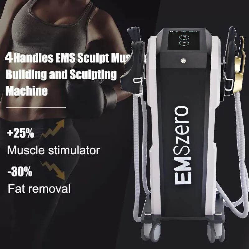 Niet-straling Verticaal EMS Lichaam Dunner Cellulitis Ontbindende Spiervergroting Fitness Gebruik 4 Handvatten Machine Butt Verstevigend Apparaat