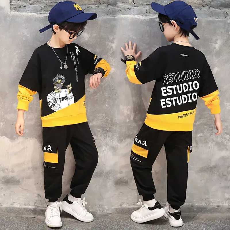 Boys Sport Suit Set Sweatshirt, Hoodie, And Pants For Winter