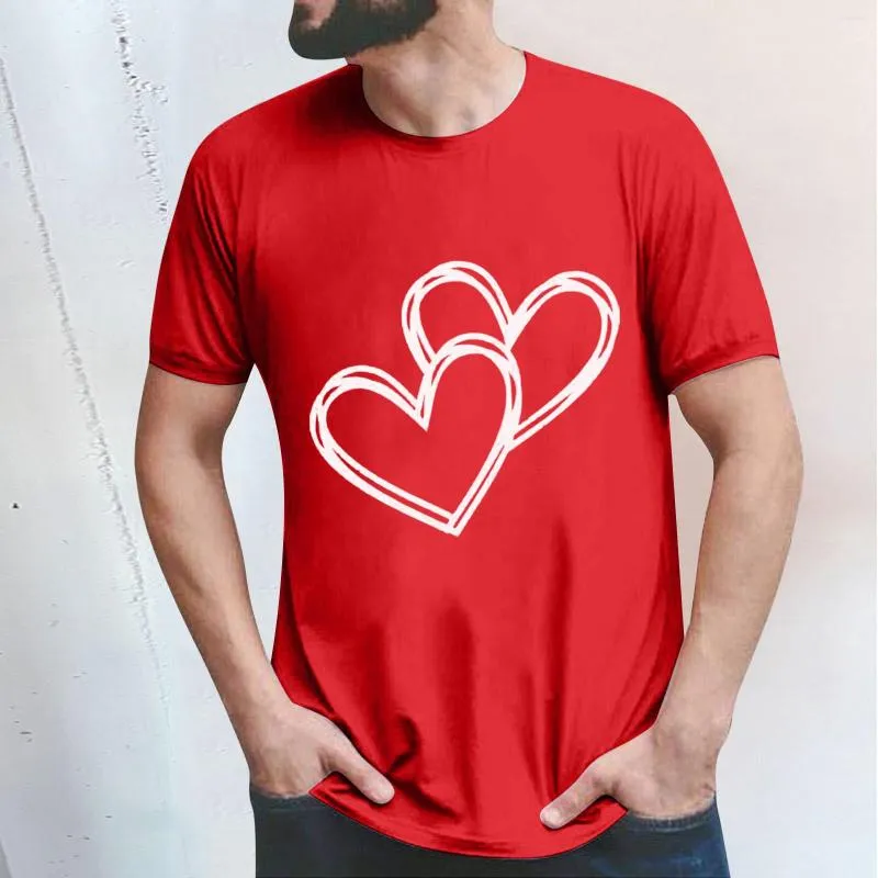 Vêtements ethniques Chemise de Saint Valentin pour femmes et hommes imprimés à manches courtes Tops Sweat-shirt Casual Crewneck Lâche