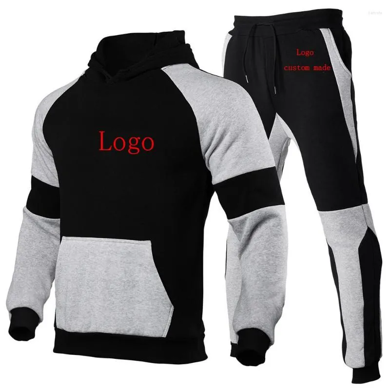 Herrdräkter 2023 logotypanpassning märke mode bomullssportkläder kostym herrar höstbyxor hoodie pullover två jogging sportkläder