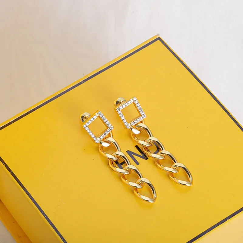 Dizajnerske dijamantne naušnice s privjescima, zlatne ženske naušnice s privjescima, nakit s slovima, modni lančić, viseći nakit, naušnice_voghion.com