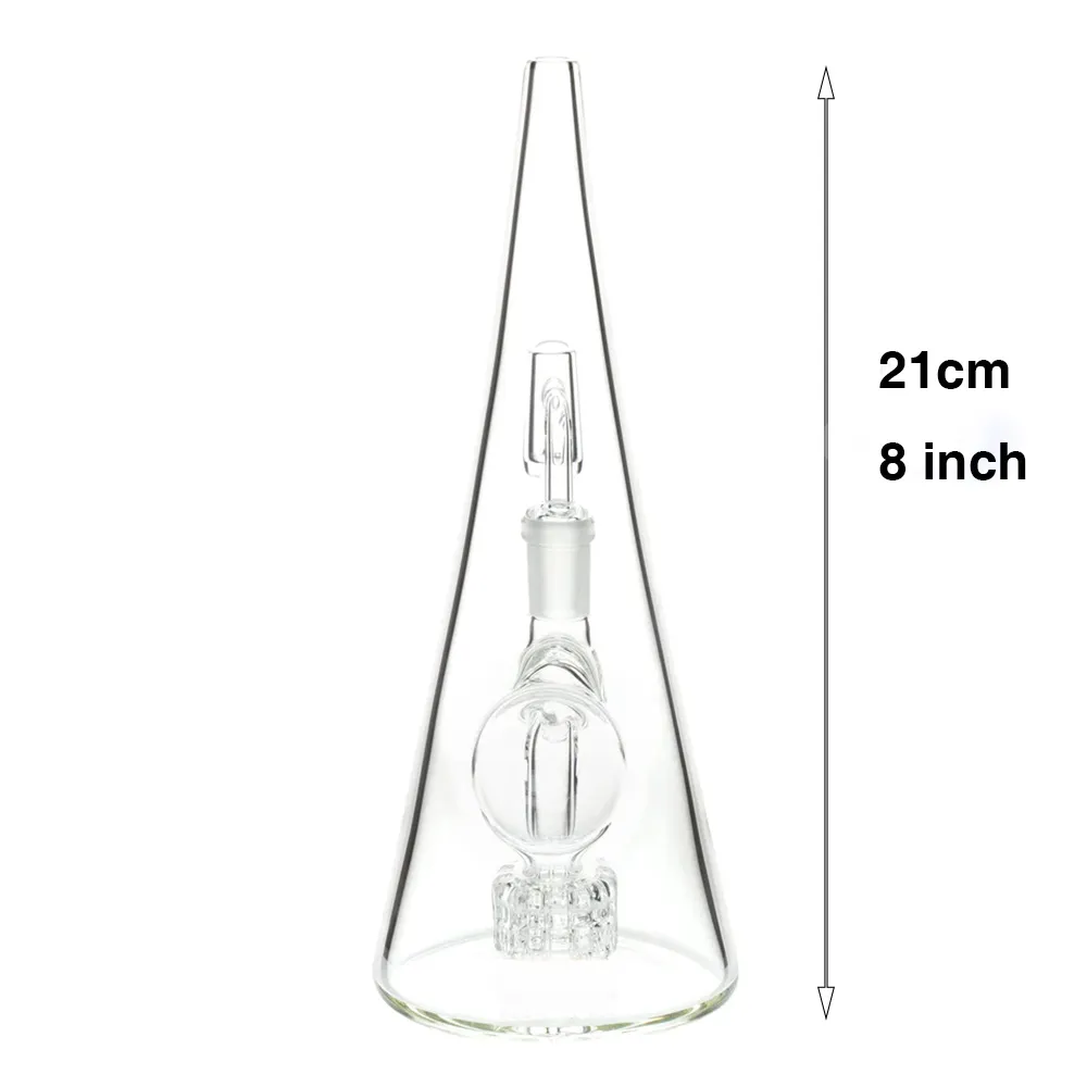 8 inch tall cone glass bong hookah thick glass smoking pipe with 14mm glass bowl