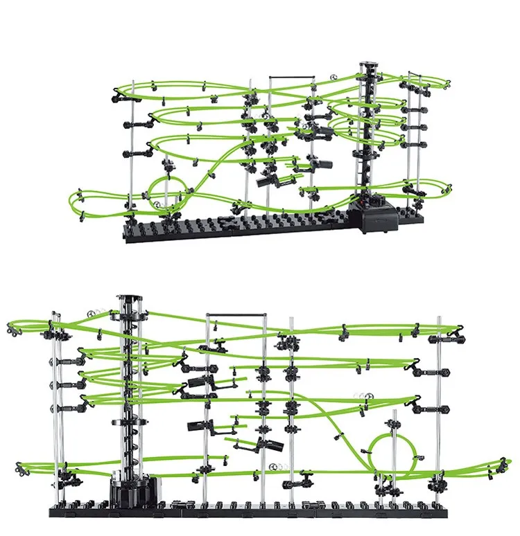 Stem Toy Wetenschapsexperiment DIY Roller Erwachsene Bouwstenen DIY Lichtgevende Ruimte Brbit Model Brick Set Roller Enfant Fille Ride On Roller Coaster Block Beste kwalificatie