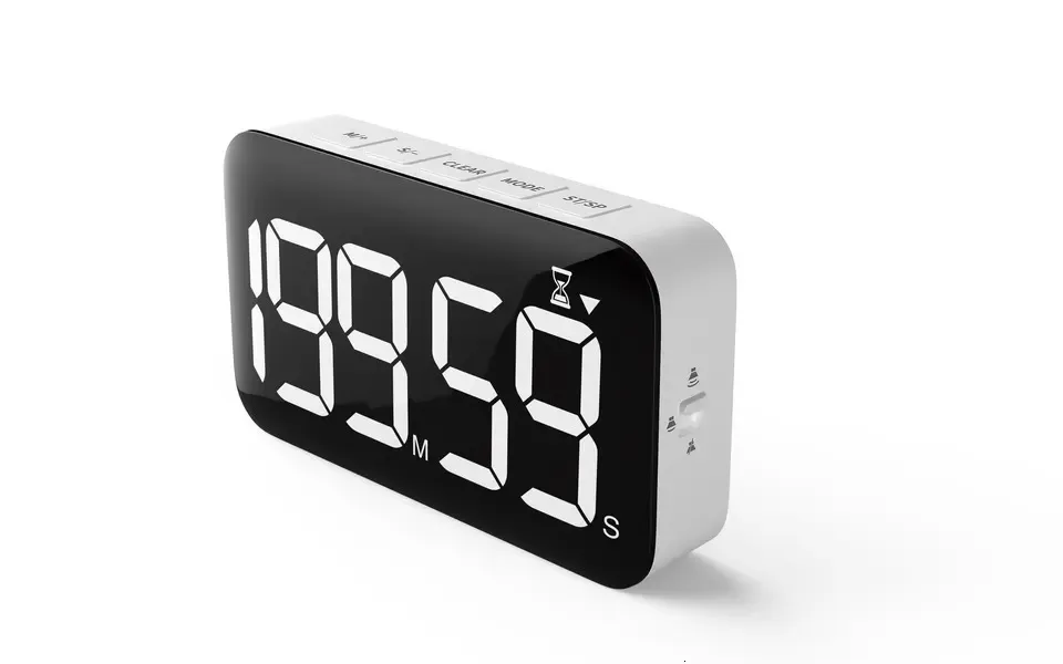 White Gray -390 Digital Double Kitchen Timer, Cooking Timer, Stopwatch,  Display, Adjustable Volume