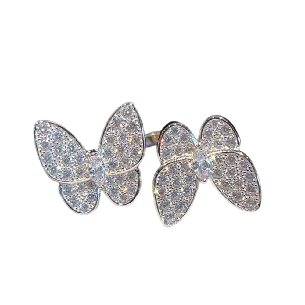 Van-Clef Arpes Ring Designer Kobiety Oryginalna jakość Edycja Seiko Eye Butterfly Pierścień podwójny Diamond Butterfly Pierścień Blue Turquoise Live Generation