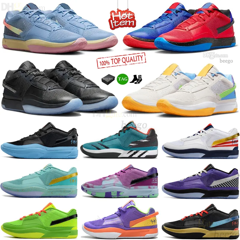 Buty do biegania Ja 1 dzień 1 Ja Morant First Signature Sneakers Men Boys Girs na sprzedaż Grinch ciemnoszary czysty platyna jasna mango Sneaker