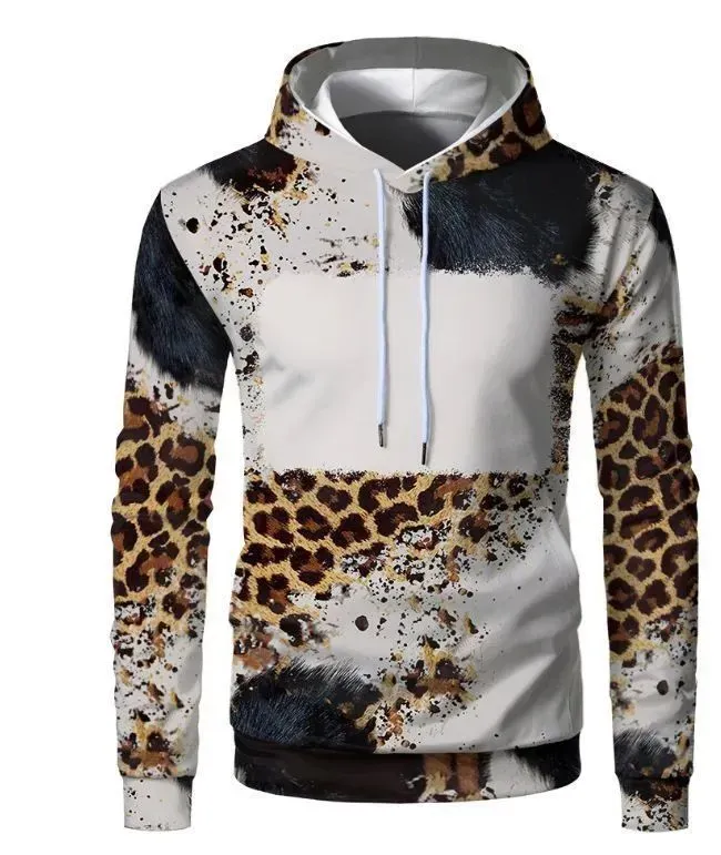 Wholesale Printable Sublimation Blank Hoodies Polyester Dye Pullover Sweater Faux Bleach print custom logo bleach hoodie b1022