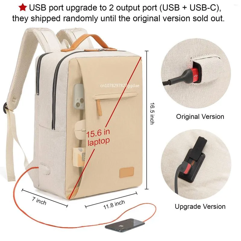 Mochila Para Ordenador Portátil Con Carga Usb Para Mujer, Bolsa De